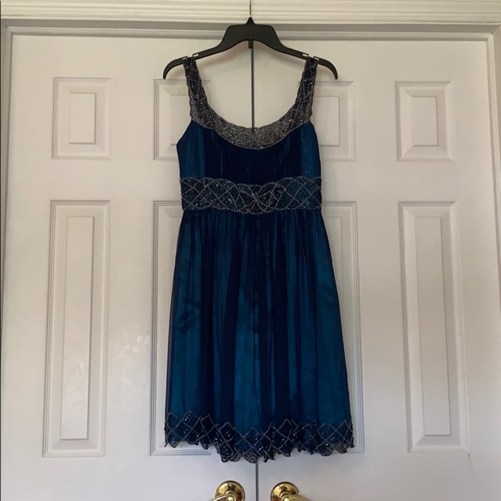 Blue Beaded Party Dress